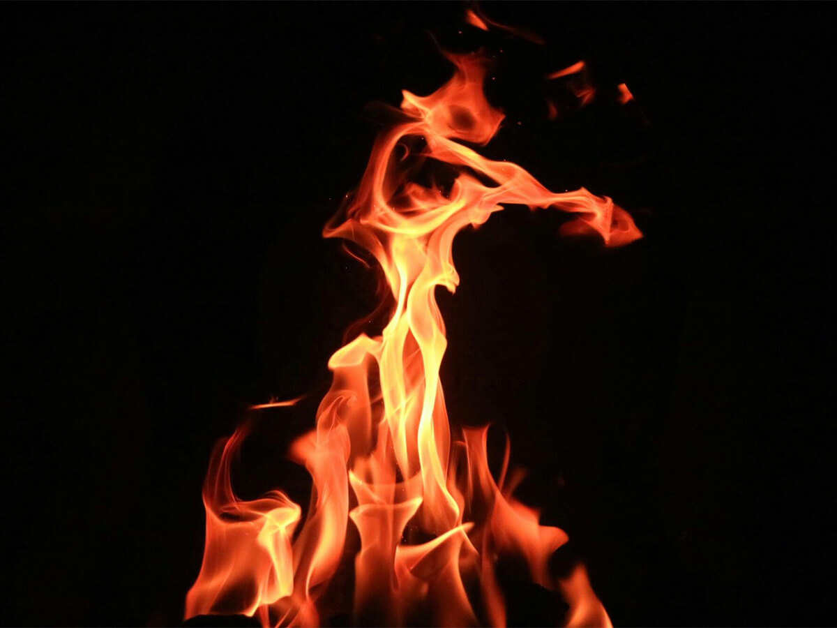Photo of fire from an outdoor gas fire pit for commercial and home use